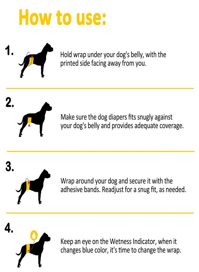 دونو حفاضات كلاب DONO للاستخدام مرة واحدة، أغطية للكلاب الذكور، تتضمن 48 قطعة من الحفاضات فائقة الامتصاص للكلاب والقطط، مقاس صغير (12-19 بوصة). - Image 3